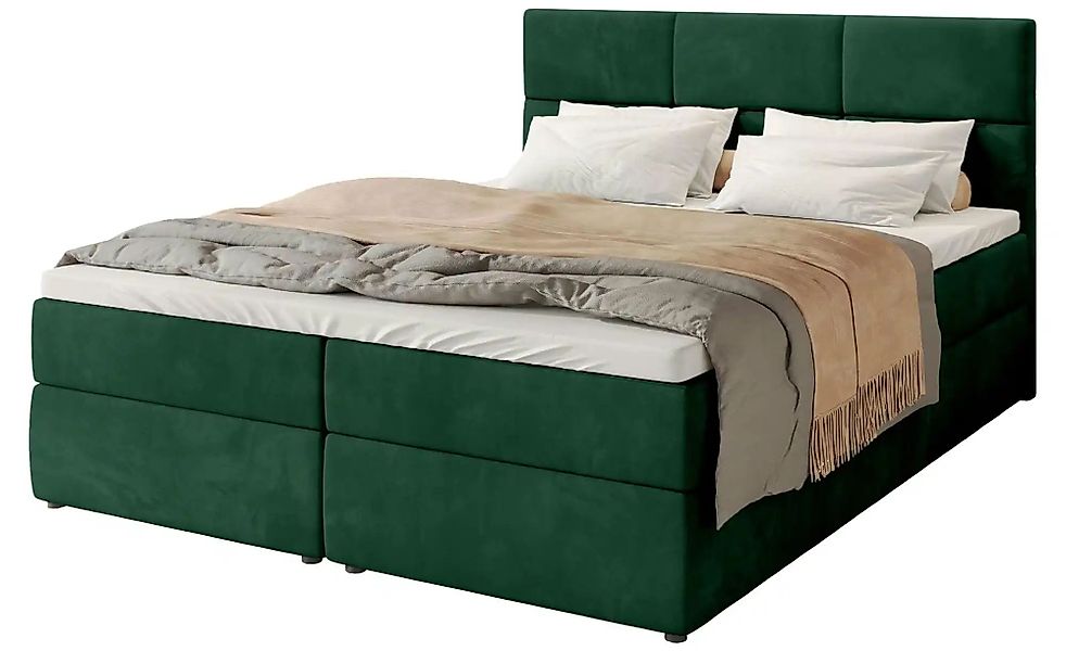 Boxbett mit Stauraum und Topper Boston ¦ grün ¦ Maße (cm): B: 160 H: 102 Be günstig online kaufen