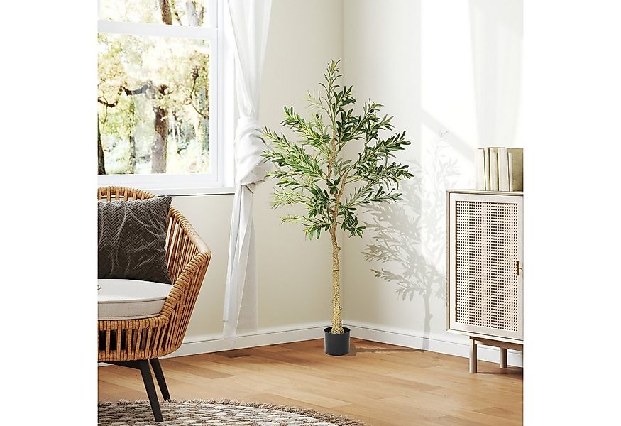 Kunstpflanze Künstlicher Baum, Plastik Künstliche Pflanzen im Topf Olivenba günstig online kaufen