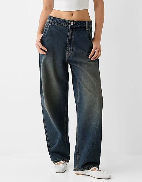 Bershka Skater-Fit-Jeans Im Washed-Look Damen 40 Grün günstig online kaufen