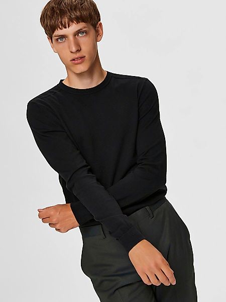 SELECTED HOMME Strickpullover Einfarbiger Basic Rundhals günstig online kaufen