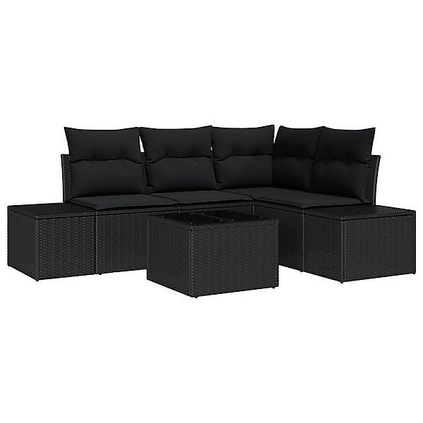 vidaXL Loungesofa 5-teiliges Garten-Sofa-Set mit Kissen Beige Poly Rattan, günstig online kaufen
