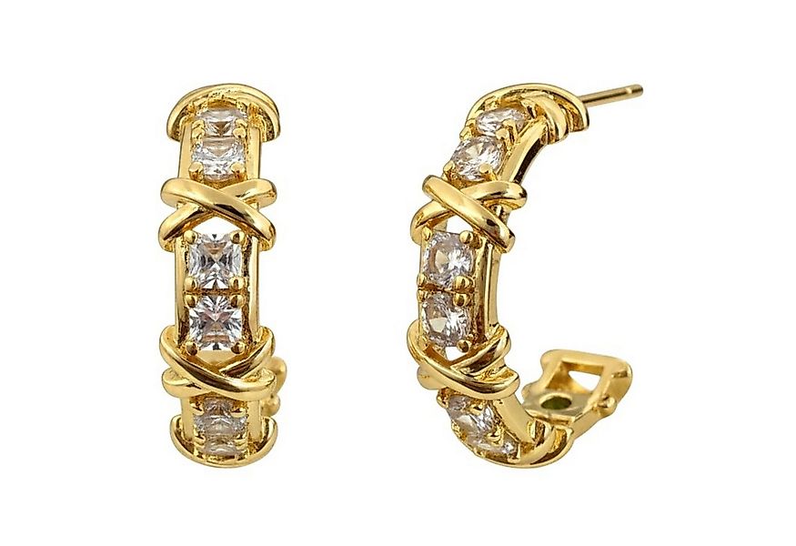 KARMA Creolen-Set Damenohrringe Halbreolen mit Zirkonen besetzt (Funkelnder günstig online kaufen