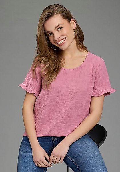 Laura Scott Rüschenbluse mit Zier-Knopfleiste am Rücken, unifarben, aus Bau günstig online kaufen