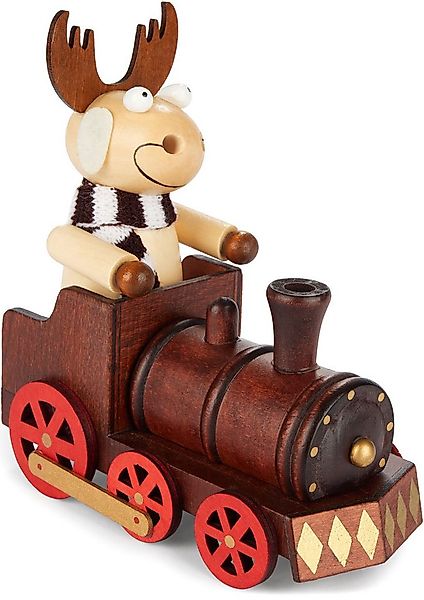 BRUBAKER Räuchermännchen Räucherelch aus Holz - Elch mit Schal und Lokomoti günstig online kaufen
