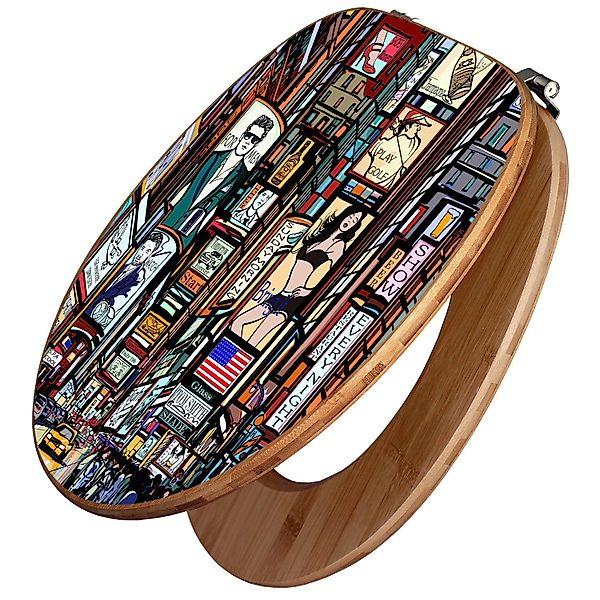 Banjado Design WC Sitz Bambus Toilettendeckel Toilettensitz Bambus Holz Klo günstig online kaufen