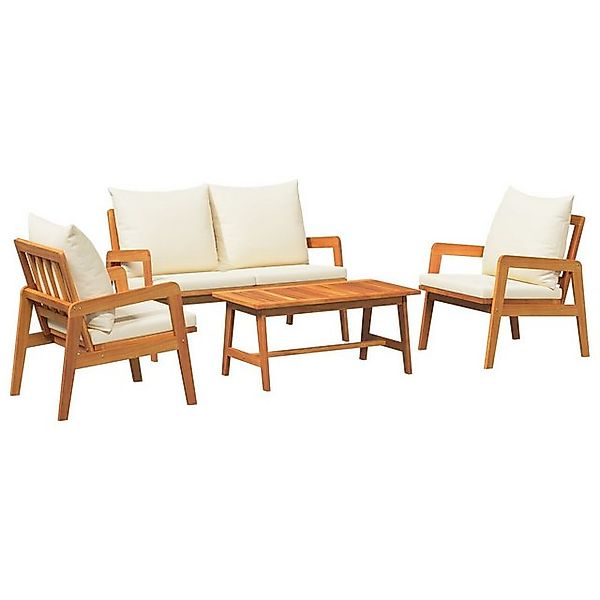 vidaXL Loungesofa Garten Sitzgruppe Set aus 4 Cremeweiß Massivholz, 4 Teile günstig online kaufen