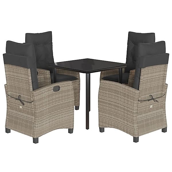 vidaXL 5-Tlg Garten-Essgruppe mit Kissen Hellgrau Poly Rattan 3212853 günstig online kaufen