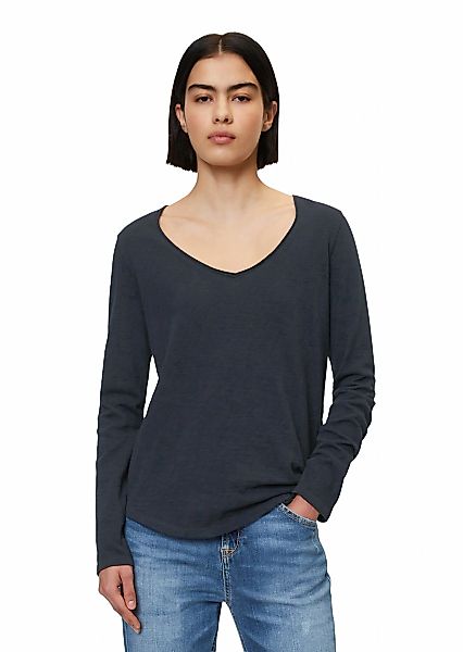 Marc OPolo DENIM Langarmshirt mit Rollkante am V-Ausschnitt günstig online kaufen