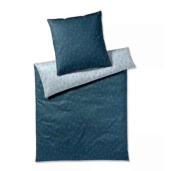 JOOP! Comfort Satin Bettwäsche Cornflower Glam 4114-2 navy 135x200 günstig online kaufen