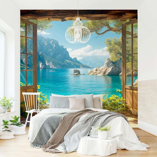 Bilderdepot24 Fototapete Traumhafter Ausblick Fenster 3D-Effekt, günstig online kaufen