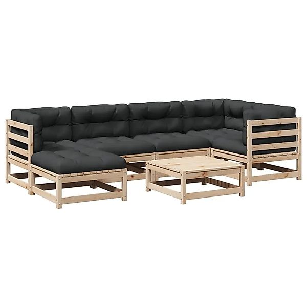 vidaXL 7-Tlg Garten-Sofagarnitur mit Kissen Massivholz Kiefer 3299534 günstig online kaufen
