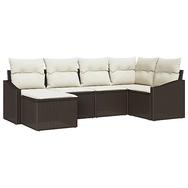 vidaXL Garten-Sofa-Set 6-Tlg Braun Poly Rattan 3346788 günstig online kaufen