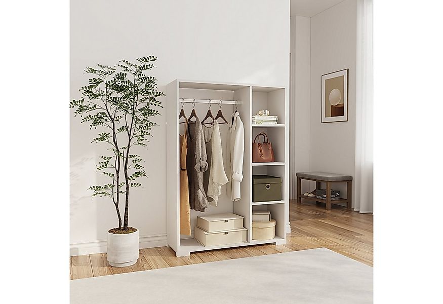 en.casa Kleiderschrank »Nesbyen« mit Garderobenstange Weiß günstig online kaufen