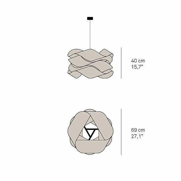 LZF Hängeleuchte Link, Ø 46 cm, elfenbein, Holzfurnier günstig online kaufen