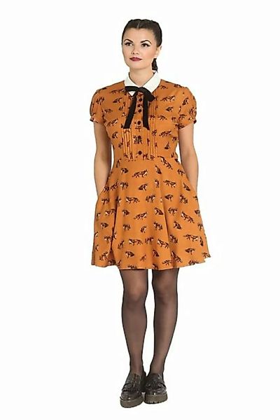 Hell Bunny A-Linien-Kleid Vixey Braun Vintage Retro Skater Dress günstig online kaufen