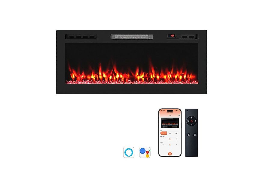 COSTWAY Elektrokamin, 106,5cm WLAN einbau-/Wandkamin 750W/1500W mit APP günstig online kaufen