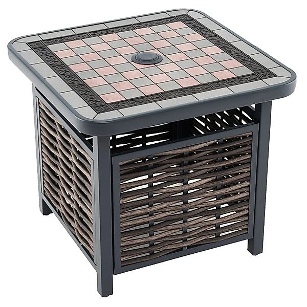 Costway Beistelltisch mit Schirmloch 55 x 55 x 50 cm Gartentisch günstig online kaufen
