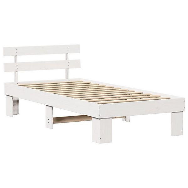 vidaXL Bett Bettgestell mit Kopfteil Weiß 75x190 cm Massivholz Kiefer (1-tl günstig online kaufen