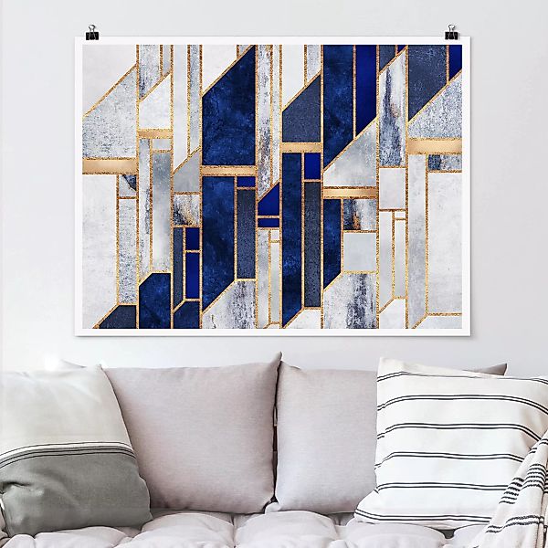 Poster Abstrakt - Querformat Geometrische Formen mit Gold günstig online kaufen