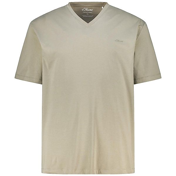 s.Oliver Basic-T-Shirt mit V-Ausschnitt Farbe grün Größe: 6XL günstig online kaufen
