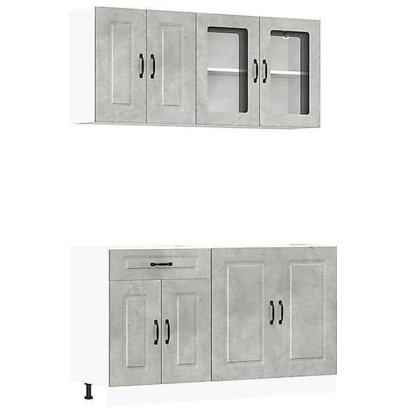 vidaXL 4-Tlg Küchenschrank-Set Kalmar Betongrau Holzwerkstoff 3314855 günstig online kaufen