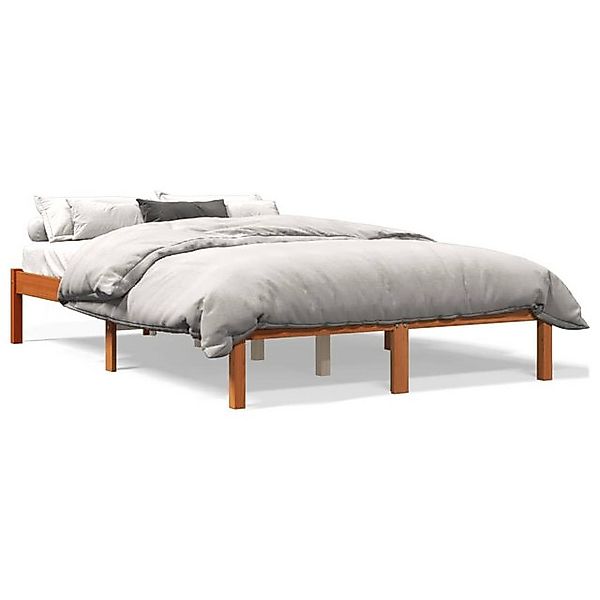 vidaXL Bettgestell, Massivholzbett Wachsbraun 140x190 cm Kiefer günstig online kaufen