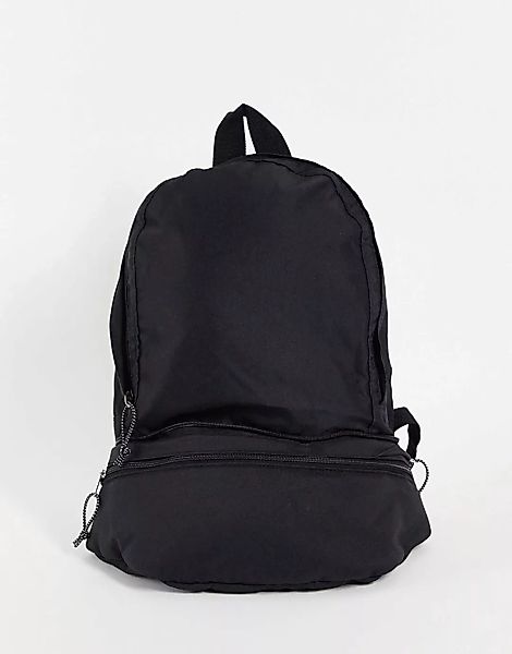 ASOS DESIGN – Verstaubarer Rucksack und Umhängetasche aus schwarzem Nylon günstig online kaufen