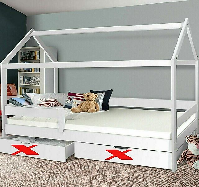 Homeline Hochbett Hochbett Kinderbett mit hausbett Spielbett Kiefer Massiv günstig online kaufen