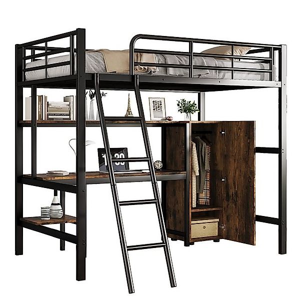 REDOM Kinderbett mit Schreibtisch & Kleiderschrank, 90x200cm (Eisen-Einzelb günstig online kaufen