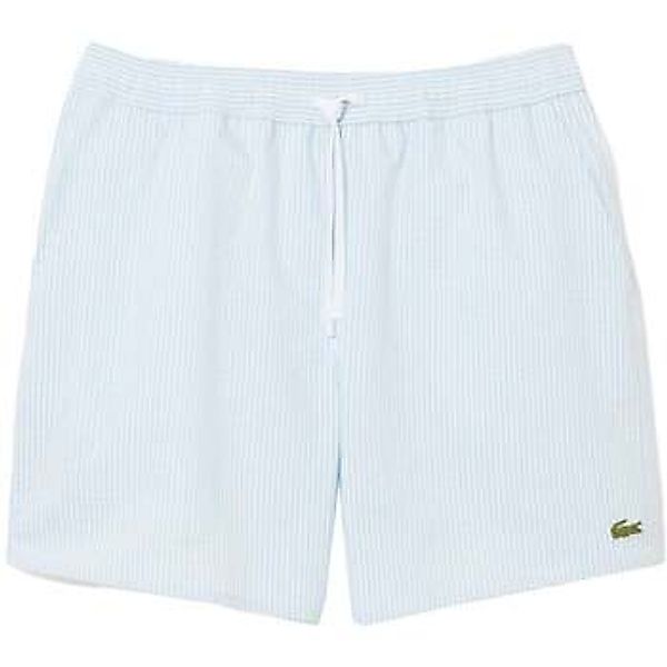 Lacoste  Badeshorts Mid Length Striped Textured Swim Shorts Blue/White günstig online kaufen