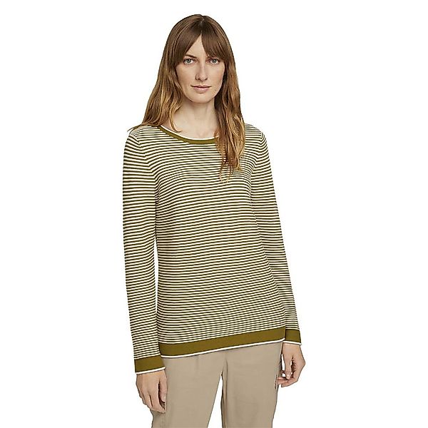 Tom Tailor Ottoman Pullover XL Offwhite Green Ottoman Stripe günstig online kaufen