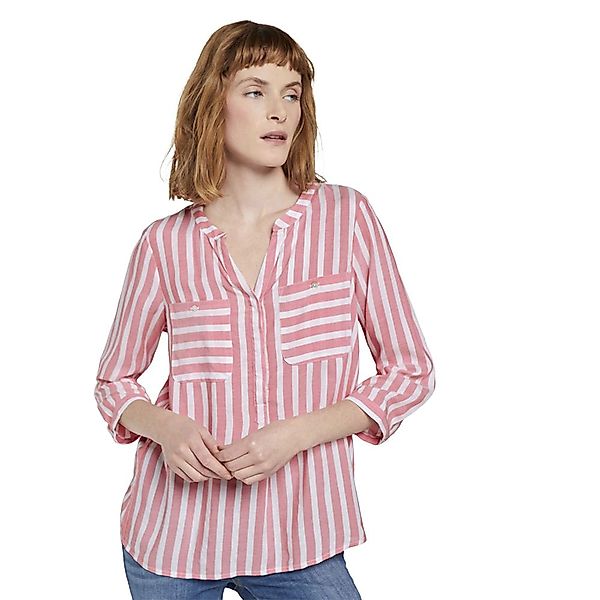 Tom Tailor Langarm T-shirt 46 Peach Offwhite Vertical Stripe günstig online kaufen