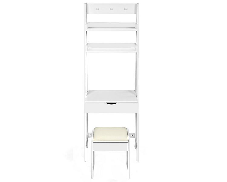 COSTWAY Schminktisch, mit Hocker, Klappspiegel, Ablagen, Haken, 60x40x180cm günstig online kaufen