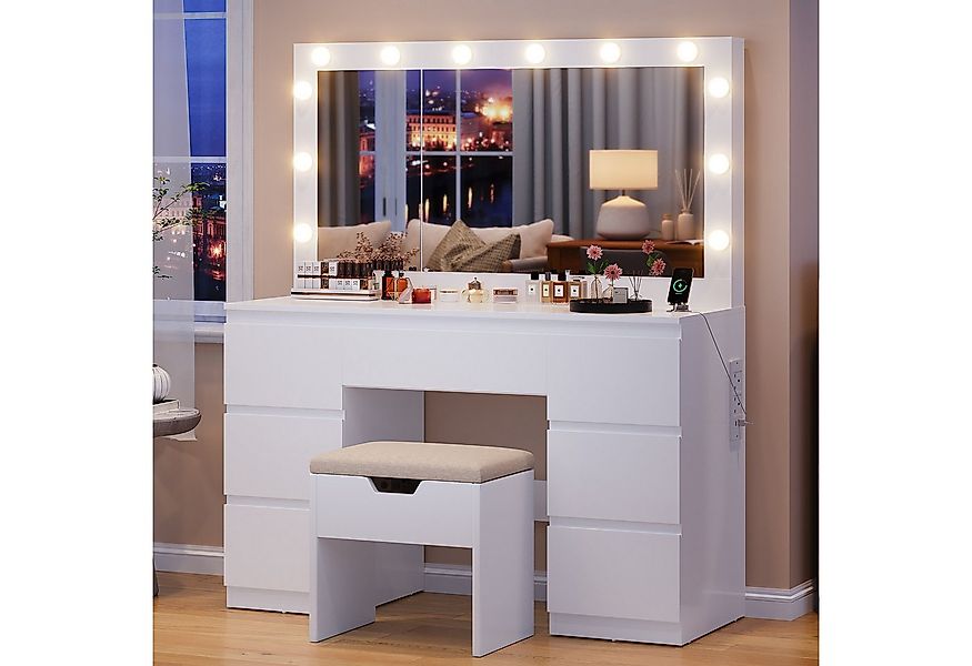 HOMALL Schminktisch Großer Schminktisch, Maße 120 x 40 x 140 cm, mit Schmuc günstig online kaufen