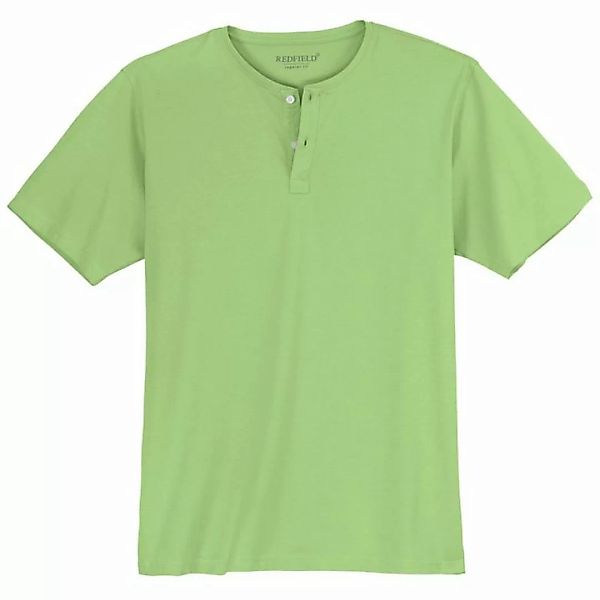 redfield Rundhalsshirt Große Größen Redfield Herren T-Shirt hellgrün Knopfl günstig online kaufen