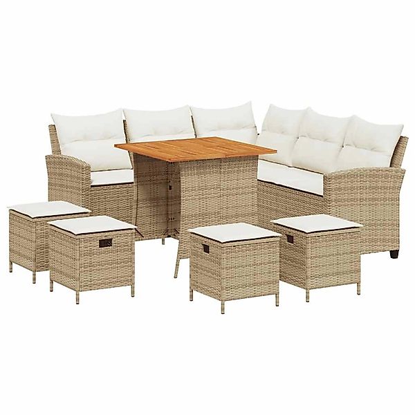 vidaXL 6-Tlg Garten-Sofagarnitur mit Kissen L-Form Beige Poly Rattan 321354 günstig online kaufen