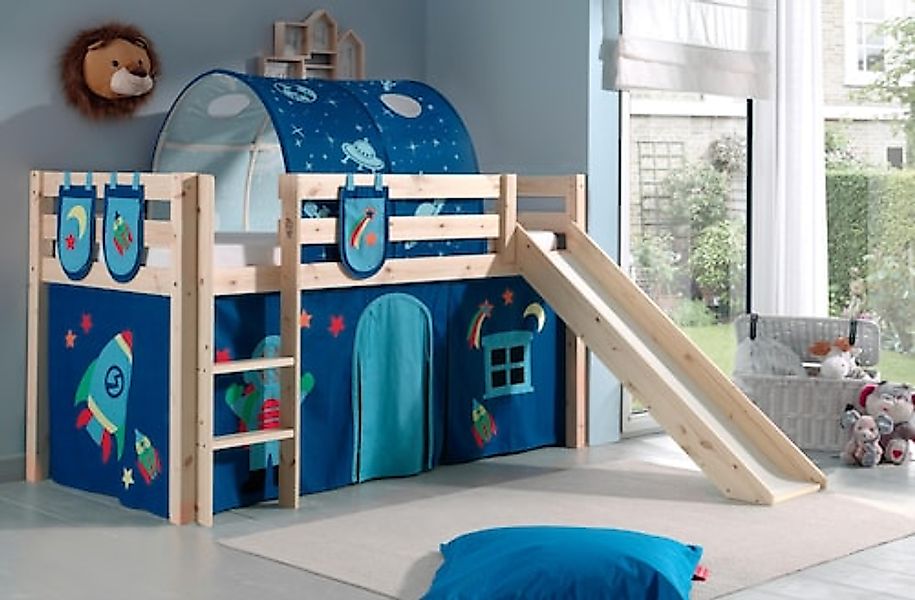 Vipack Hochbett "Pino, Spielbett massiv Kiefer, stabil gebaut, 3 Korpusfarb günstig online kaufen