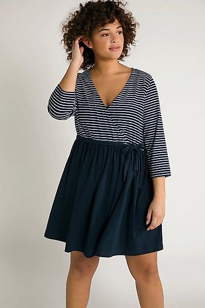 Ulla Popken Jerseykleid Bellieva-Kleid Stillfunktion Wickeloptik 3/4-Arm Sc günstig online kaufen