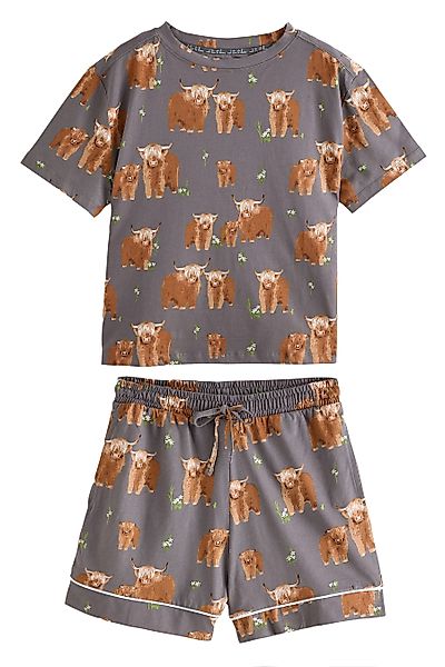 Next Pyjama Kurzarm-Schlafanzug, Hochlandrind Hamish (2 günstig online kaufen