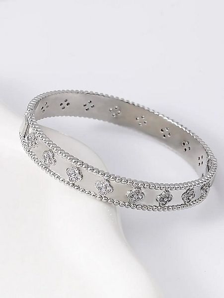ROUGEMONT Armreif Glücksbringer Damen Armreif Kleeblatt Design Edelstahl 18 günstig online kaufen
