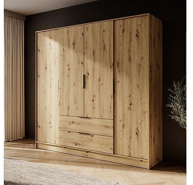 Goldstoff Kleiderschrank NADI – 220 cm breit 4-türiger Kleiderschrank (4 Fa günstig online kaufen