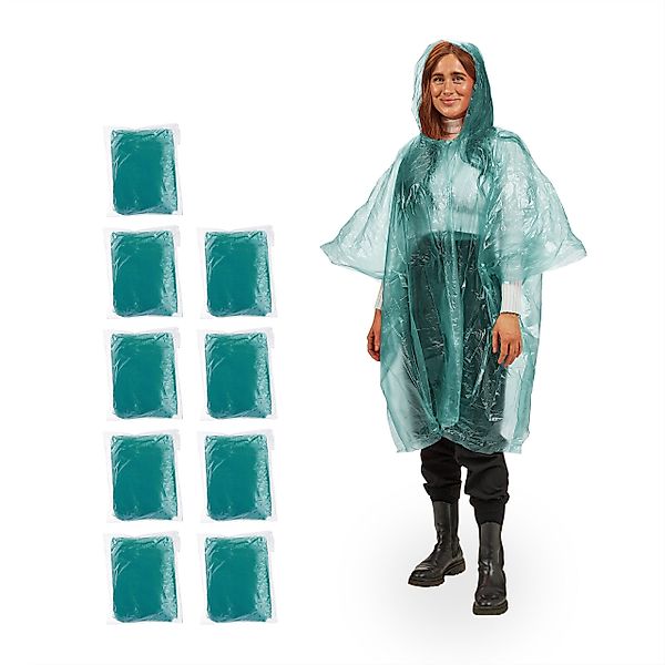 relaxdays Regenponcho Einweg Regenponcho 10er Set günstig online kaufen