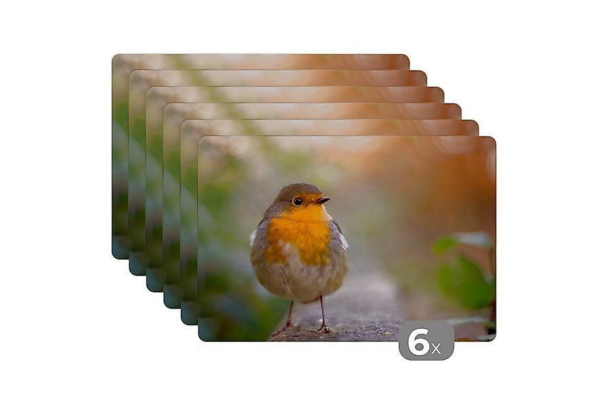 MuchoWow Platzset Vögel - Rotkehlchen - Baum, (6-St), Platzsets, Tischset, günstig online kaufen