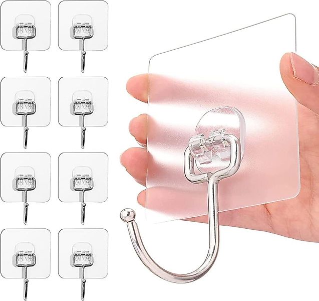 FELIXLEO Gardinenhaken 8 Stück Selbstklebend Haken Extra Stark Transparent günstig online kaufen