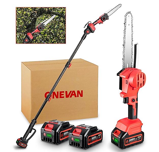 ONEVAN Akku-Hochentaster 2-in-1 Akku-Hochentaster mit Teleskopstange, 8 Zol günstig online kaufen