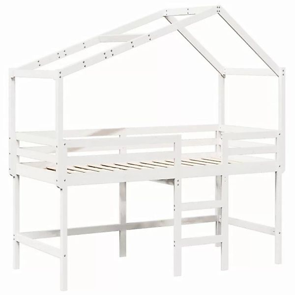 vidaXL Bett Hochbett mit Leiter und Dach Weiß 90x200 cm Massivholz Kiefer günstig online kaufen