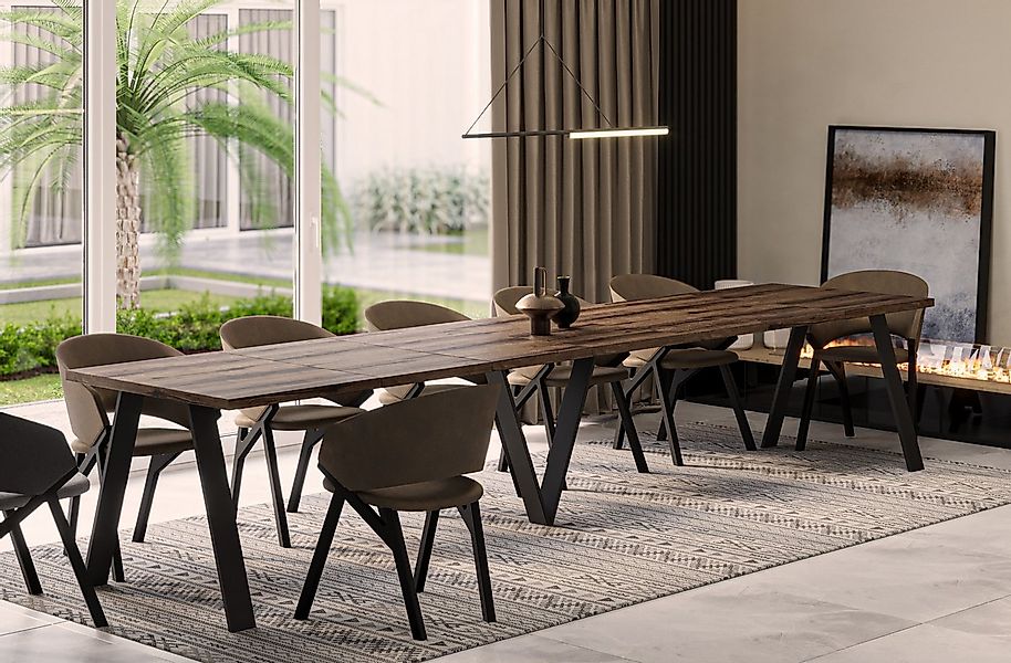 Endo-Moebel Esstisch Lungo XXL 130-405 cm, Metallgestell, ausziehbar, erwei günstig online kaufen