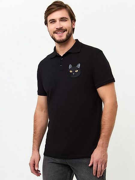 CAT by maniita lacitta Poloshirt Polo-Shirt mit Katzenkopf-Stickerei (1-tlg günstig online kaufen
