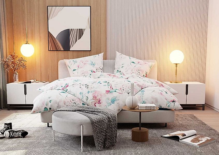 BETTWAESCHE-MIT-STIL Bettwäsche Mako Satin Bettwäsche Kolibri aquarell, Mak günstig online kaufen