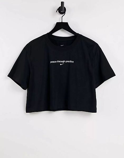 Nike – Yoga – T-Shirt in Schwarz mit Grafik günstig online kaufen